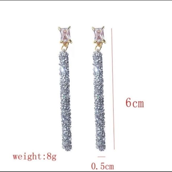 Crystal Tassel Stud Earrings  - Picture 3 of 5